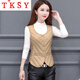 TKSY2025新款秋冬羽絨馬甲女短款輕薄內穿背心修身坎肩貼身保暖內膽女 卡其色 XL 110-120斤