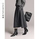 初棉加厚保暖毛呢半身裙女 冬季高腰顯瘦內里絨感A字傘裙雙面拉毛 深灰 S