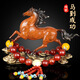索飾輕奢汽車(chē)擺件馬到成功擺件高檔男士車(chē)載車(chē)內裝飾中控臺裝飾送禮 棕色馬到成功+吉祥如意紅瑪瑙