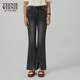 Teenie Weenie小熊秋季簡(jiǎn)約時(shí)髦提臀微喇牛仔褲修身時(shí)髦長(cháng)褲復古女 黑色 M (165)