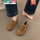 卡帝樂(lè )鱷魚(yú)（CARTELO）加絨勃肯鞋女加絨女鞋2026新款冬季樂(lè )福毛毛鞋豆豆鞋懶人博肯棉鞋 棕色 39