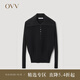 OVV2023秋冬新款女裝絲毛翻領(lǐng)半開(kāi)襟休閑長(cháng)袖針織衫 黑色（凈色）A7 L