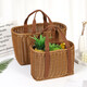 夢(mèng)納思仿藤編織籃購物買(mǎi)菜簍手提洗澡水果蔬菜收納筐野餐花籃子帶蓋子 大號布手提菜籃子