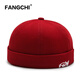 Fangchi瓜皮帽男潮個(gè)性帽街頭嘻哈帽女無(wú)檐水手帽復古刺繡字母地主帽 紅色 均碼 58厘米左右