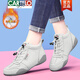 卡帝樂(lè )鱷魚(yú)（CARTELO）真皮高幫運動(dòng)鞋2025新款春秋冬季軟底媽媽休閑鞋平底女士旅游鞋女 M58259米灰色 DF內里加絨 42