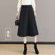 唐謎（TANGMI）高端純色半身裙女春季2026新款A字傘裙女中長(cháng)裙顯瘦垂感大擺裙 865西裝料-黑色-裙長(cháng)72 M /27(95-105斤)