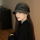 香雪羽秀日系漁夫帽子女春秋2025新款赫本風(fēng)優(yōu)雅百搭顯臉小PU皮禮帽女冬季 黑色 M(56-58CM)