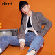 DZZIT地素  春休閑復古格紋梭織類西裝外套女3E1F5043E 中灰色 XS