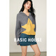 Basic House/百家好撞色星星連帽毛衣冬季洋氣綿羊毛短款開(kāi)衫外套 淺灰 S