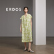 ERDOS 春夏桑蠶絲寬松A字裙植物花卉V領(lǐng)慵懶度假風(fēng)女連衣裙 青提綠 S 155/80A