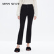 MISS SIXTY磨毛牛仔褲女士復古三環(huán)高腰顯瘦微喇叭褲四面彈小黑褲 黑色 25
