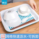 茶花（CHAHUA）塑料長(zhǎng)方形茶盤托盤簡(jiǎn)約排水家用創(chuàng)意功夫茶具瀝水盤雙層加厚置物 雙層大號(hào)瀝水_隨機(jī)色 1只