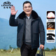 老爺車(chē)（LAOYECHE）中老年棉服男冬季新款加厚保暖棉衣毛領(lǐng)可拆卸爸爸裝老人衣服外套 藏青色 180