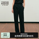 Teenie Weenie小熊女裝時尚簡約風(fēng)春季黑色直筒休閑褲寬松韓版長褲 黑色 M (165)