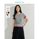 茵曼正肩女裝純色短袖t恤春夏季百搭簡(jiǎn)約基礎款上衣 花灰色-圓領(lǐng) L