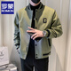 羅蒙（ROMON）春秋冬季新款加棉加厚保暖外套男痞帥棒球服休閑百搭時(shí)尚潮牌夾克 常規(guī) 綠色款 XL
