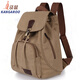 袋鼠（KANGAROO）婦女節新款復古潮女生戶(hù)外帆布書(shū)包時(shí)尚休閑雙肩包外出旅行背包 卡其色