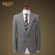 樂(lè )仕力羊毛西裝外套男士商端修身單西灰色上衣毛呢厚款高級感抗皺西服冬 羊毛花灰 單西裝 175/L/50（體重125-135斤）