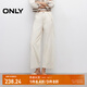 ONLY2025夏季新款高腰通勤寬松直筒褲七分褲牛仔褲女|12526I001 J2G 米白色 M M標準褲長