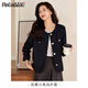 品彩（PinCai）短外套女優(yōu)雅格紋小香風(fēng)外套精致扣圓領(lǐng)通勤上衣P144F6004