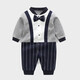 邦詩(shī)婕黎男嬰兒連體衣滿(mǎn)月百天一周歲紳士禮服寶寶哈衣爬爬服英倫西裝春秋 圖片A款 59碼