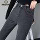 沐依琳牛仔褲女秋季新款高腰韓版黑色小腳緊身彈力煙灰學(xué)生顯瘦鉛筆褲褲 純灰色長(cháng)褲 26 【建議81-89斤