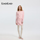 bebe冬季系列女士含羊毛燙仿鉆裝飾針織花邊綴飾短款半身裙420214 粉色 XS