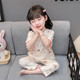 舟喜兒童睡衣女孩夏季薄款莫代爾中小女寶寶高腰空調(diào)服卡通家居服套裝 杏色滿印小兔高腰套裝 100 _建議2-3歲身高90-100