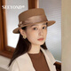 SEEYOND 深陽(yáng)新款高檔法式復(fù)古禮帽女秋冬季高端定型平頂帽子時(shí)尚氣質(zhì)羊毛氈帽 卡其 均碼可調(diào)節(jié)（55-58）