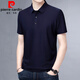 皮爾卡丹（pierre cardin）高檔短袖t恤男桑蠶絲帶領(lǐng)涼快上衣中青年男冰 絲棉透氣潮流T恤衫 9910藏青 175/XL/115(130-150斤)