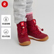reima男女兒童中童靴子秋冬休閑運動(dòng)可愛(ài)字母高幫拒水童鞋 紅色3950 37 碼
