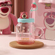 迪士尼（Disney）草莓熊高硼硅玻璃杯耐高溫大肚杯可愛水杯帶蓋高顏值女生家用果汁 草莓熊玻璃杯（禮盒裝） 550ml 1只