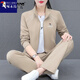 啄木鳥中老年運(yùn)動套裝女春秋2025新款媽媽拉鏈衛(wèi)衣外套休閑三件套 卡其【啄木鳥印花】 外套+短袖+ XL(110-125斤)