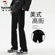 啄木鳥(niǎo)cleanfit牛仔褲男款修身黑色vibe美式高街褲子春秋季微喇叭長(cháng)褲子 D021黑色微喇型 S