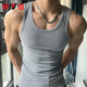 雅鹿背心男100%純棉粗螺紋白色圓領(lǐng)大碼緊身彈性運動健身透氣吸汗背心 灰色【100%棉】 XL 建議120-140斤