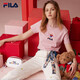 斐樂（FILA）官方女士短袖T恤夏印花運動女裝針織短袖套頭衫小熊T刺繡上衣 麥町粉-PK S 160/80A