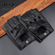JEEP SPIRIT吉普鹿皮半指手套男春秋騎行防滑開車摩托車戶外訓練戰(zhàn)術半截真皮 半指山羊皮-黑色 M(掌圍21.5cm-22.5cm)