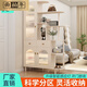 曲柏年玄關(guān)柜鞋柜一體奶油風(fēng)家用門(mén)口入戶(hù)隔斷柜客廳簡(jiǎn)約酒柜屏風(fēng) 升級ENF板暖白色-玻璃款100*35*200 送貨上門(mén)-包安裝
