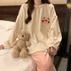 另約珊瑚絨睡衣女款秋冬季2024新款法蘭絨加厚可愛學(xué)生休閑家居服套裝 A6906 粉小豬 M