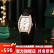 愛(ài)沃馳瑞士品牌十大名表手表女士酒桶型超薄小綠表時(shí)尚潮流防水日歷腕表 玫白皮帶/進(jìn)口機芯/定制刻字