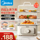 美的（Midea）電蒸鍋4層 家用大容量電蒸箱可視蒸籠 多功能鍋蒸蛋器電煮鍋電火鍋早餐機(jī)蒸包子鍋 蒸煮一體蒸汽鍋 14.7L 【上蒸下煮】4層電火鍋蒸鍋兩用