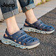 JEEP 吉普洞洞鞋男時(shí)尚韓版鏤空透氣簡(jiǎn)約不易滑沙灘鞋外穿軟底涼拖鞋P210MTX058藍色41碼