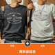季言復古長(cháng)袖t恤男士春秋季重磅純棉圓領(lǐng)船錨印花 今年流行2025上衣男 鐵灰+白色（兩件裝） L （適合135-150斤）