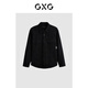 GXG男裝黑色格紋胸前口袋翻領(lǐng)長袖襯衫2023秋季新品#GED10336383 黑色 L