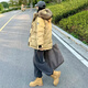 勤馳反季羽絨服女清倉長款活里活面特價工裝派克中可拆卸帽加厚情侶款 姜黃色不帶毛領(lǐng) S 建議80-115斤