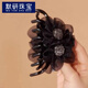 默研（MOYAN）滿(mǎn)鉆太陽(yáng)花抓夾后腦勺專(zhuān)用氣質(zhì)發(fā)夾盤(pán)發(fā)神器夾子頭飾發(fā)飾 黑色花朵水鉆抓夾 A29-306