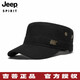 Jeep吉普帽子男秋冬季加厚平頂帽戶外保暖羊毛呢棒球帽休閑新品鴨舌帽 黑色