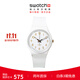 斯沃琪（Swatch）瑞士手表 白衣主教2.0 生日禮物石英男女腕表 白色