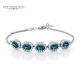GEM STONE KING925銀手鏈女鑲藍托帕石手鏈5.54克拉彩色寶石送女友生日禮物