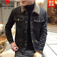 皮爾卡丹（pierre cardin）牛仔外套男羊羔毛領(lǐng)秋冬加絨加厚修身百搭韓版帥氣潮流夾克男針織 黑色 【加厚】 加絨 XL 125-150斤